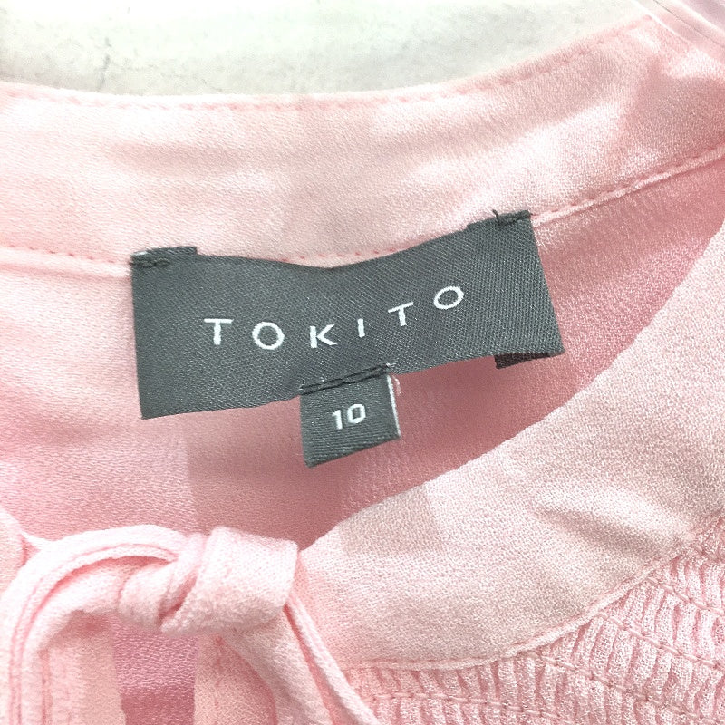 Tokito Bow Detail Ruched Shoulder Longsleeve Pink Blouse Ladies Size AU 10 NEW