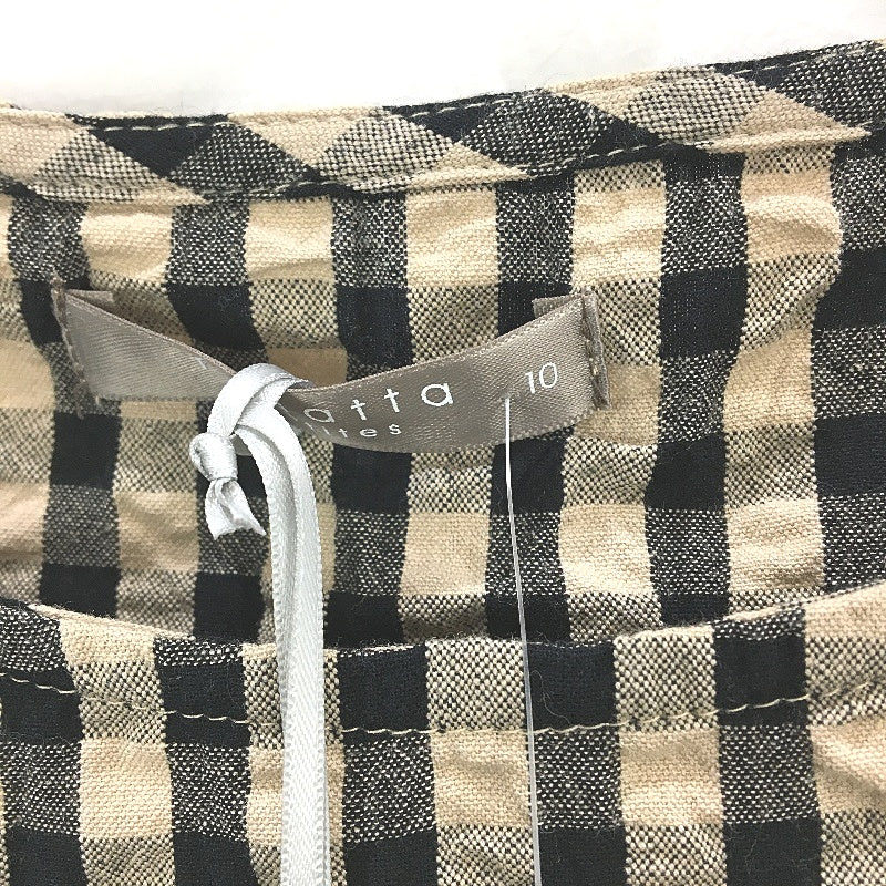 Regatta Petites Ruffle Neck Brown Check Shortsleeve Blouse Ladies Sz 10 NEW