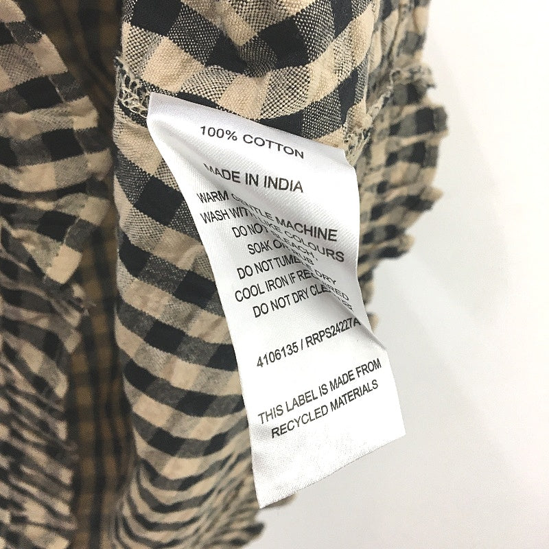 Regatta Petites Ruffle Neck Brown Check Shortsleeve Blouse Ladies Sz 10 NEW