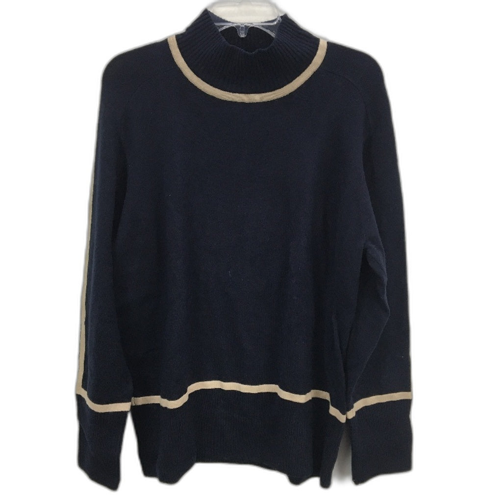 Regatta High Neck Oversized Stretch Cotton Blend Navy Sweater Ladies Size 10 NEW