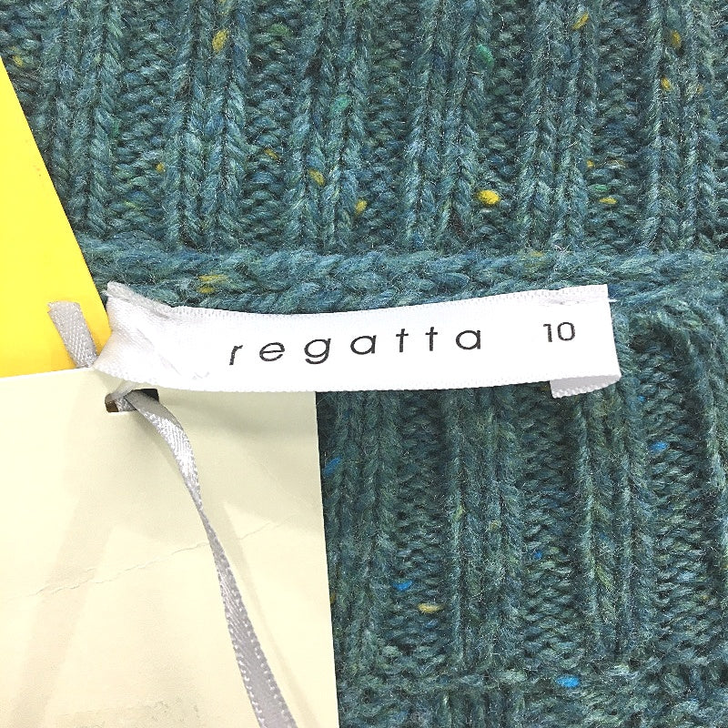 Regatta Knitted Cotton Blend Pine Green Gold Fleck Sweater Ladies Size 10 NEW
