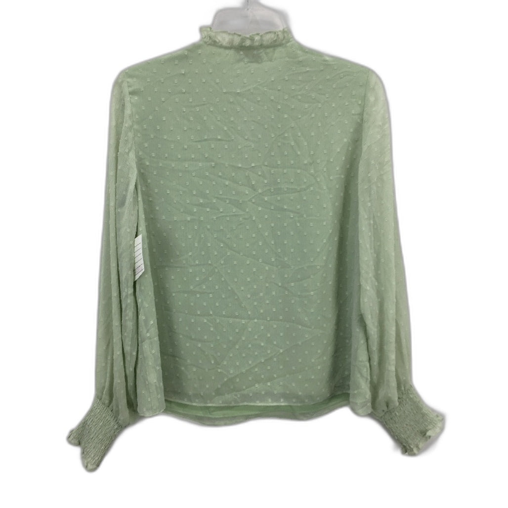 Tokito Dotted Lace Ruched Cuff Puff Sleeve Green Blouse Ladies Size 10 NEW
