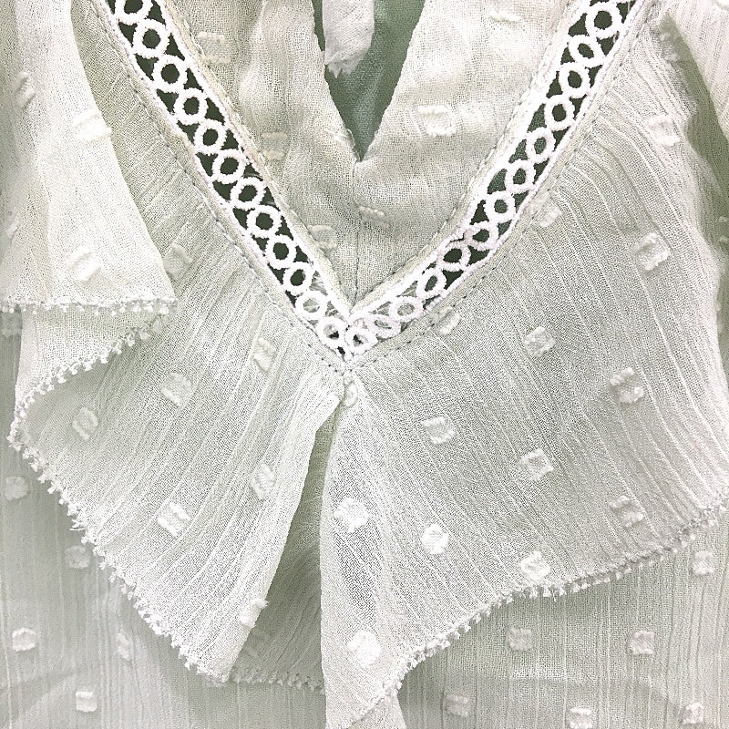 Tokito Dotted Lace Ruched Cuff Puff Sleeve Green Blouse Ladies Size 10 NEW