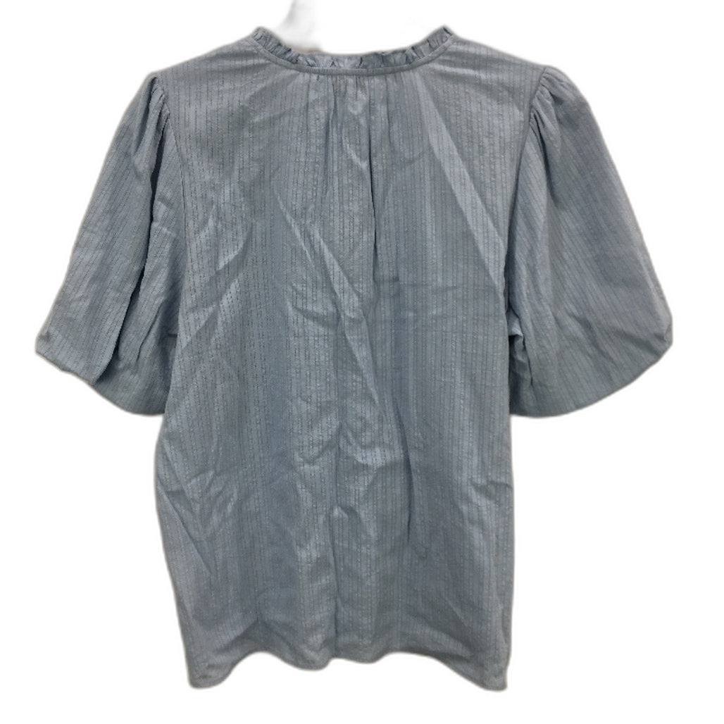 Tokito Cotton Blend Puff Sleeve Notch Neck Light Blue Top Ladies Size 10 NEW
