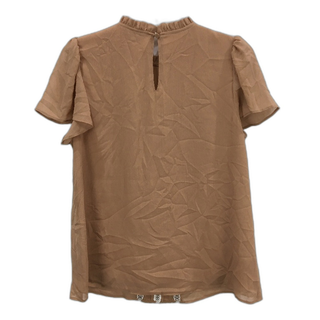 Tokito Lace Stitch Detail Toffee Brown Shortsleeve Blouse Top Ladies Size 10 NEW