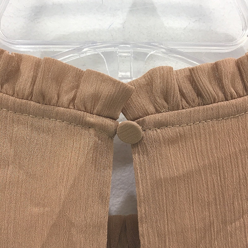 Tokito Lace Stitch Detail Toffee Brown Shortsleeve Blouse Top Ladies Size 10 NEW