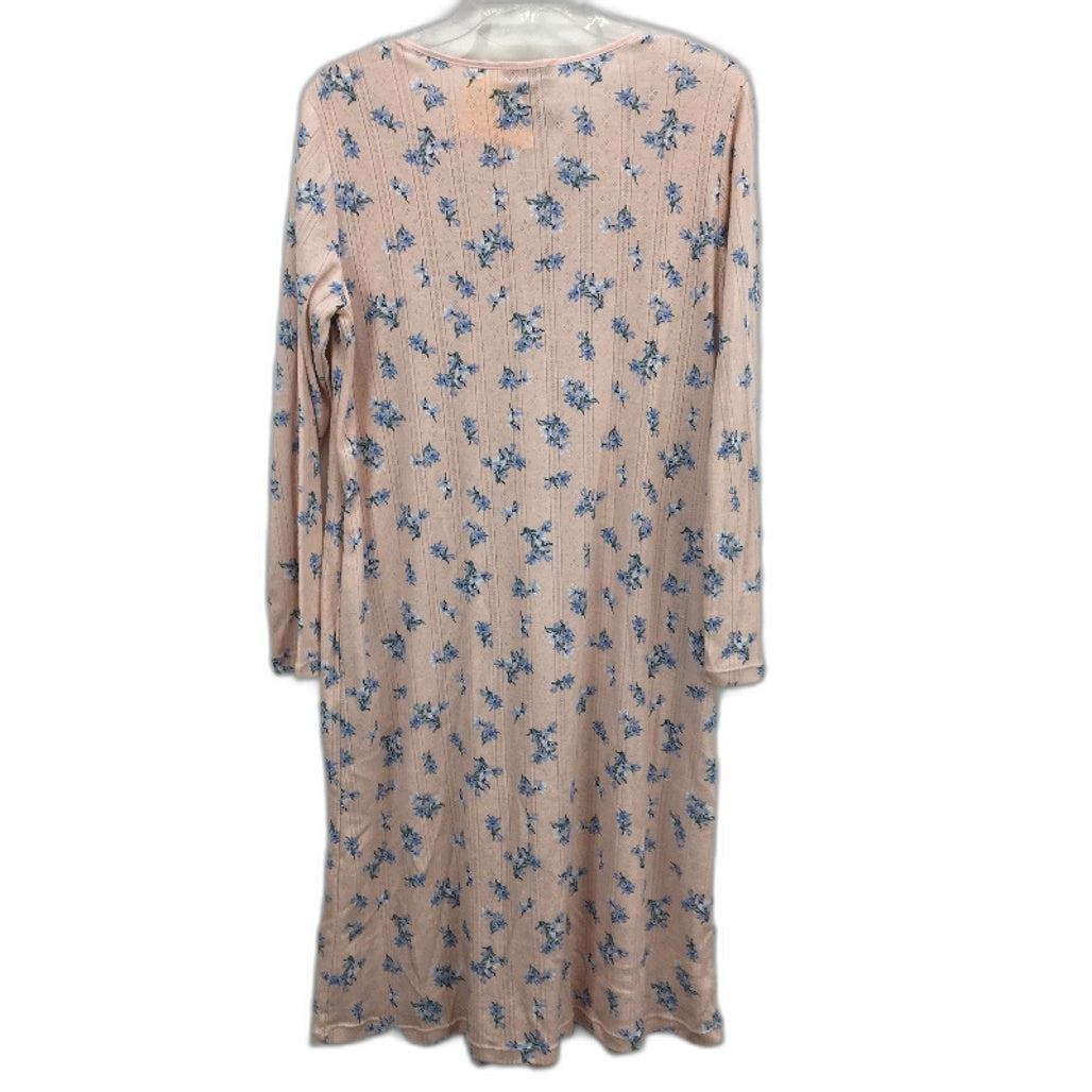 Soho Pointelle Long Sleeve Pink Floral Knee Length Nightie Ladies Small NEW