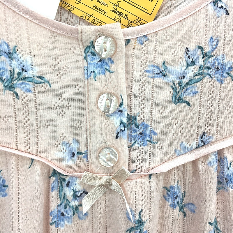 Soho Pointelle Long Sleeve Pink Floral Knee Length Nightie Ladies Small NEW