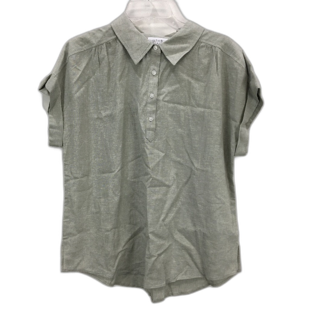 Grab Denim European Linen Green Quarter Button Collared Shirt Ladies Size 10 NEW