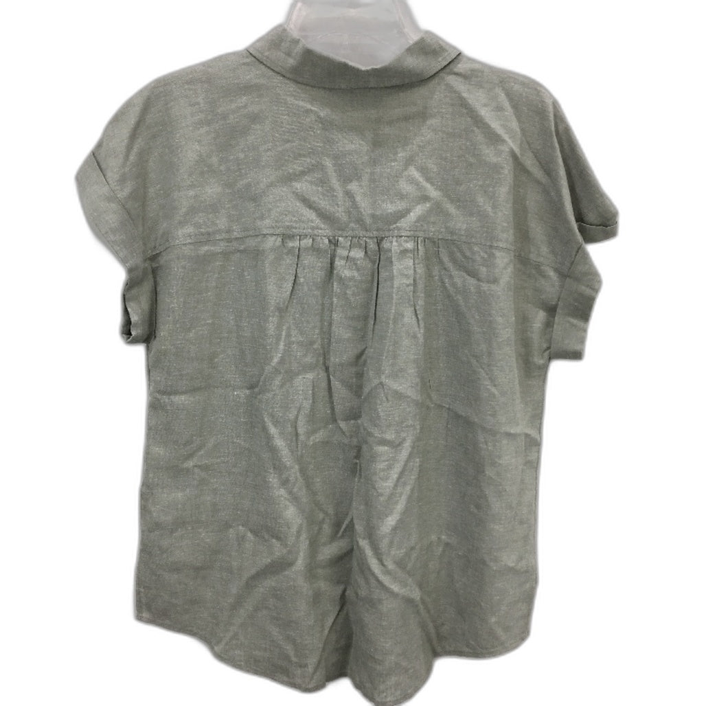 Grab Denim European Linen Green Quarter Button Collared Shirt Ladies Size 10 NEW