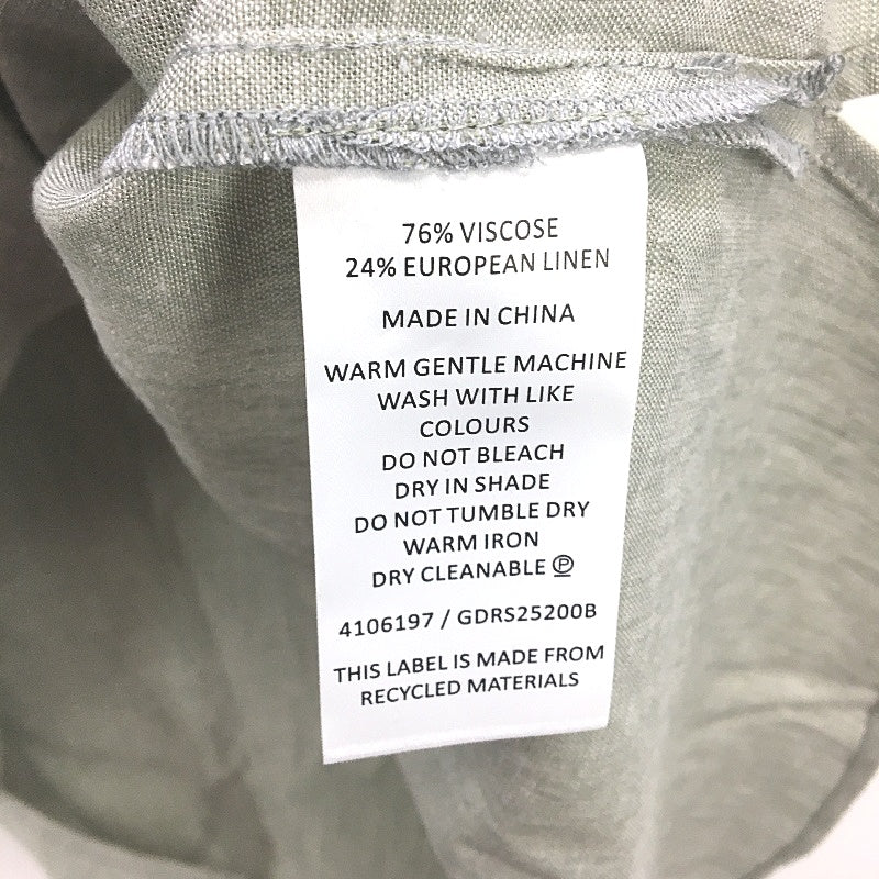 Grab Denim European Linen Green Quarter Button Collared Shirt Ladies Size 10 NEW