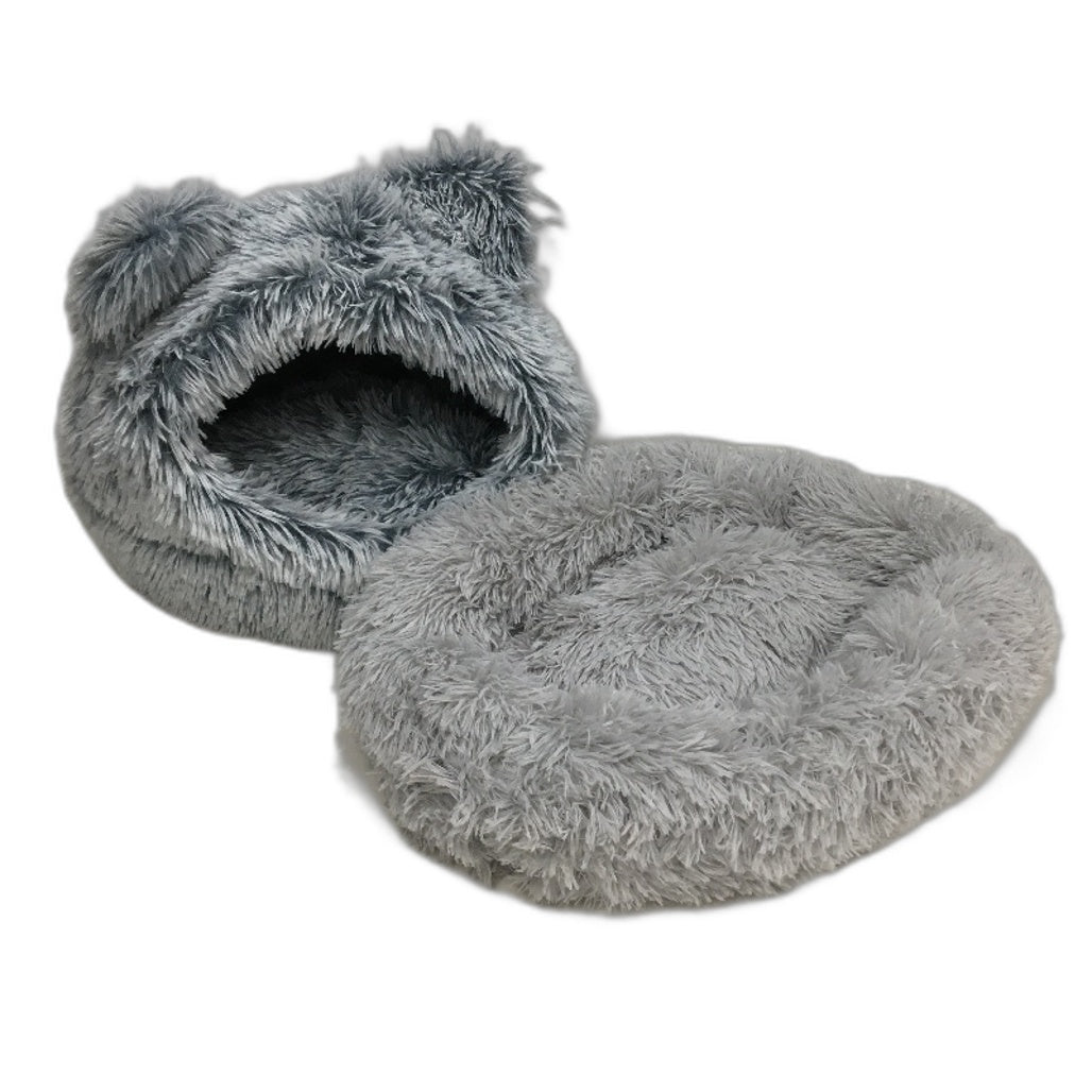 2 Pack Soft & Fluffy Grey Calming Ped Beds For Small Animals Cats & Dogs NEW