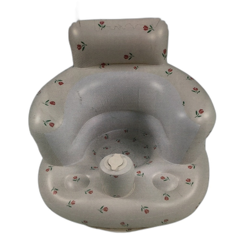 Inflatable White & Floral Print Baby Support Chair With Built In Air Pump NEW