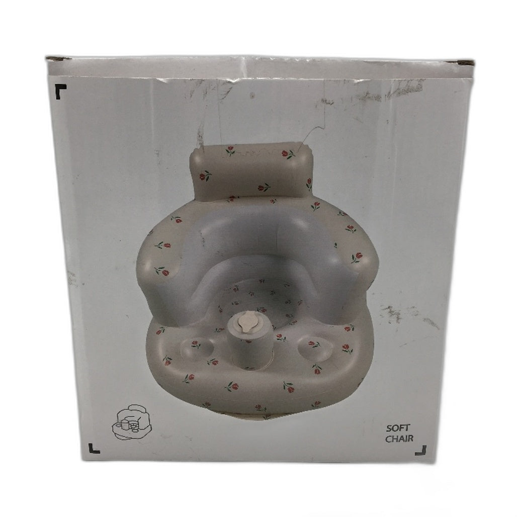 Inflatable White & Floral Print Baby Support Chair With Built In Air Pump NEW