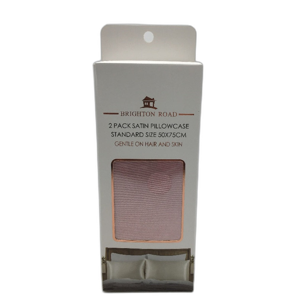 Brighton Road 2 Pack Pink Gentle On Hair & Skin Satin Standard Pillowcases NEW