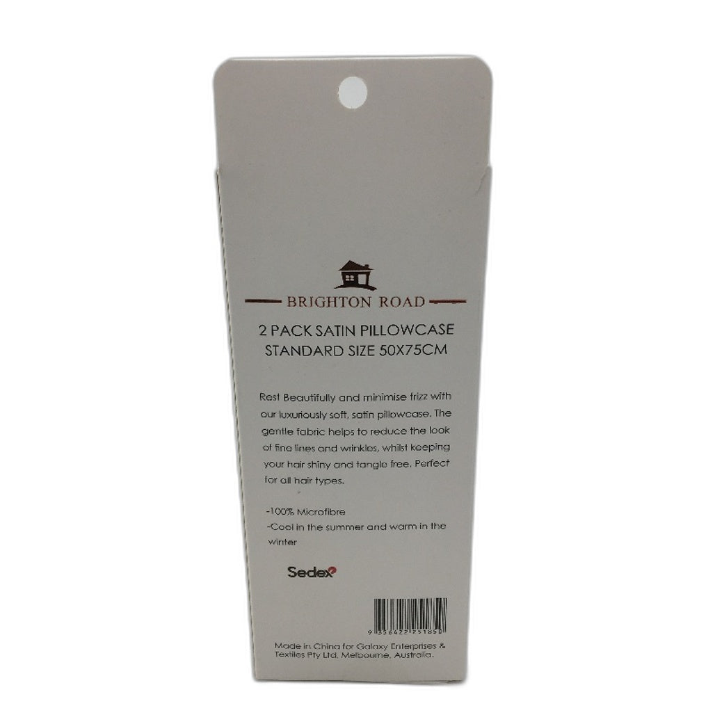 Brighton Road 2 Pack Pink Gentle On Hair & Skin Satin Standard Pillowcases NEW