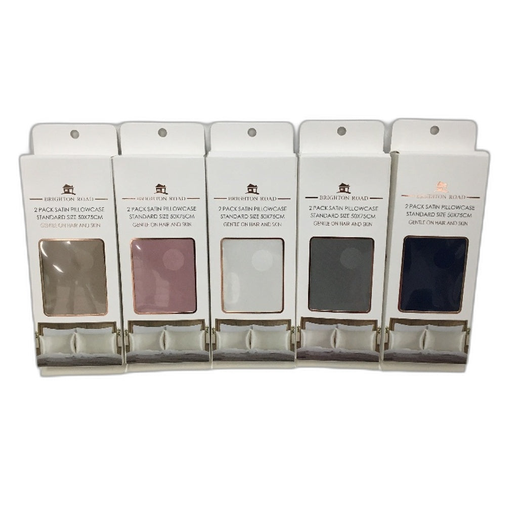 Brighton Road 2 Pack Pink Gentle On Hair & Skin Satin Standard Pillowcases NEW