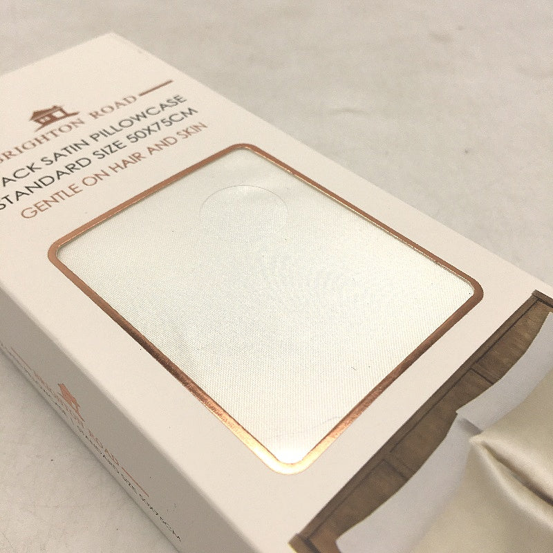 Brighton Road 2 Pack White Gentle On Hair & Skin Satin Standard Pillowcases NEW