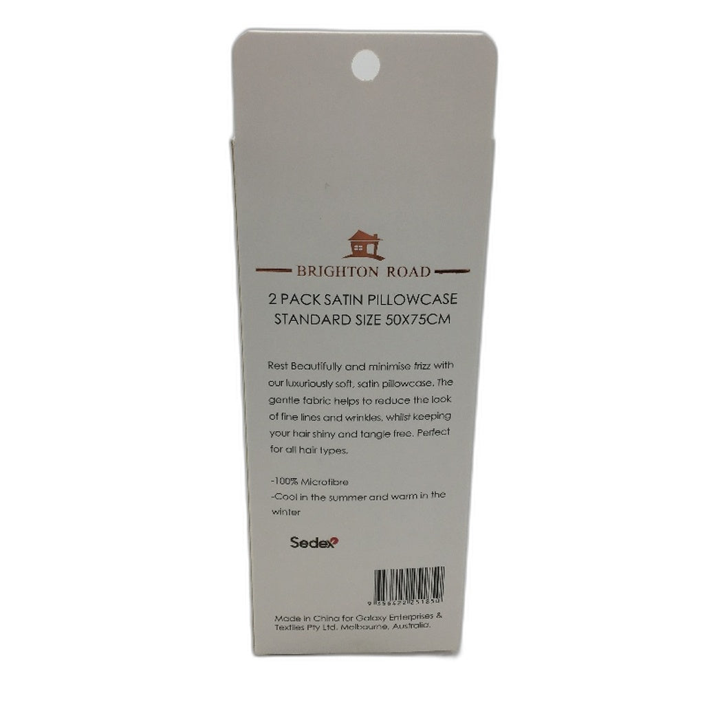 Brighton Road 2 Pack Navy Gentle On Hair & Skin Satin Standard Pillowcases NEW