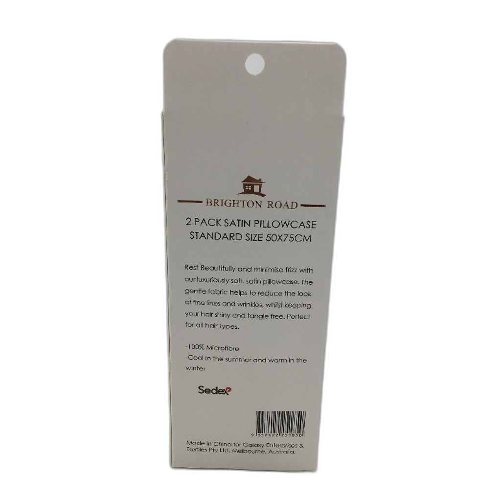 Brighton Road 2 Pack Champagne Gentle On Hair Satin Standard Pillowcases NEW