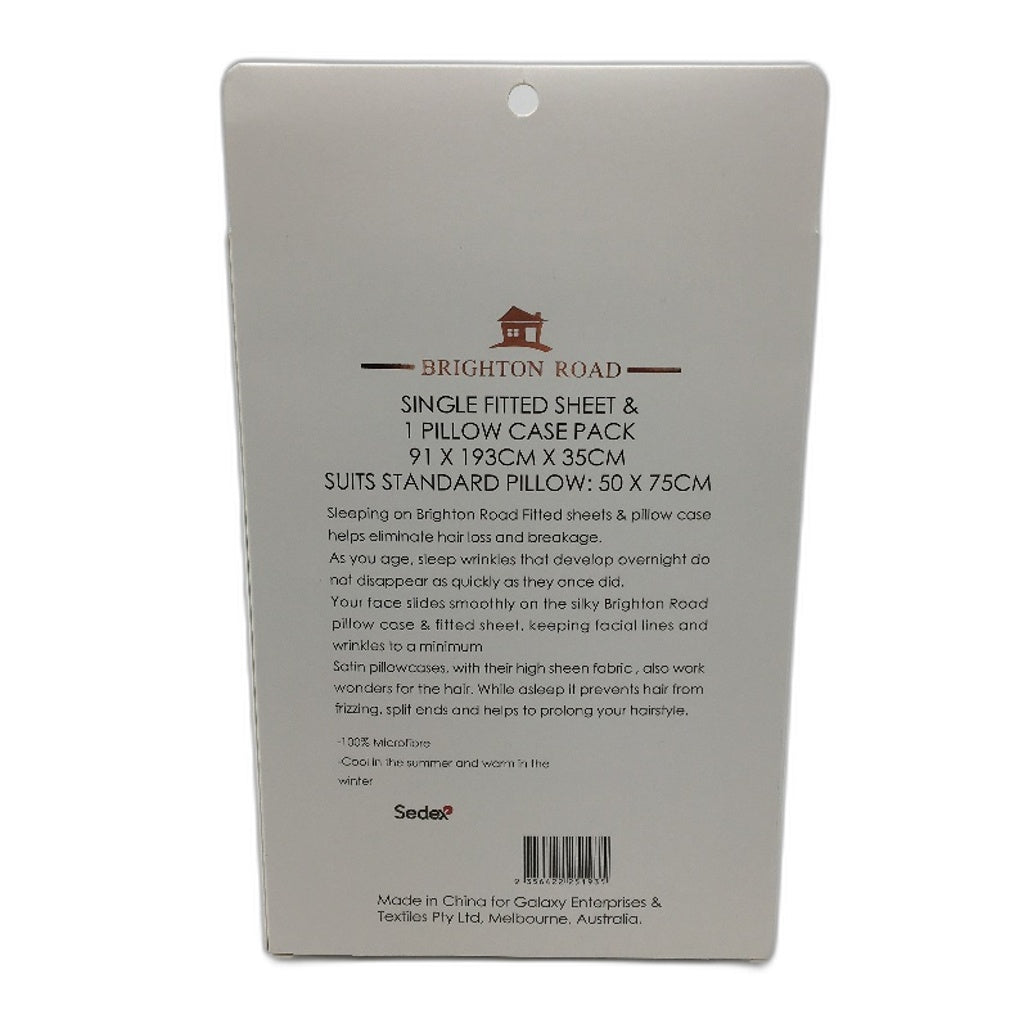 Brighton Road Pink Gentle On Hair & Skin Satin SINGLE Fitted Sheet Pack NEW