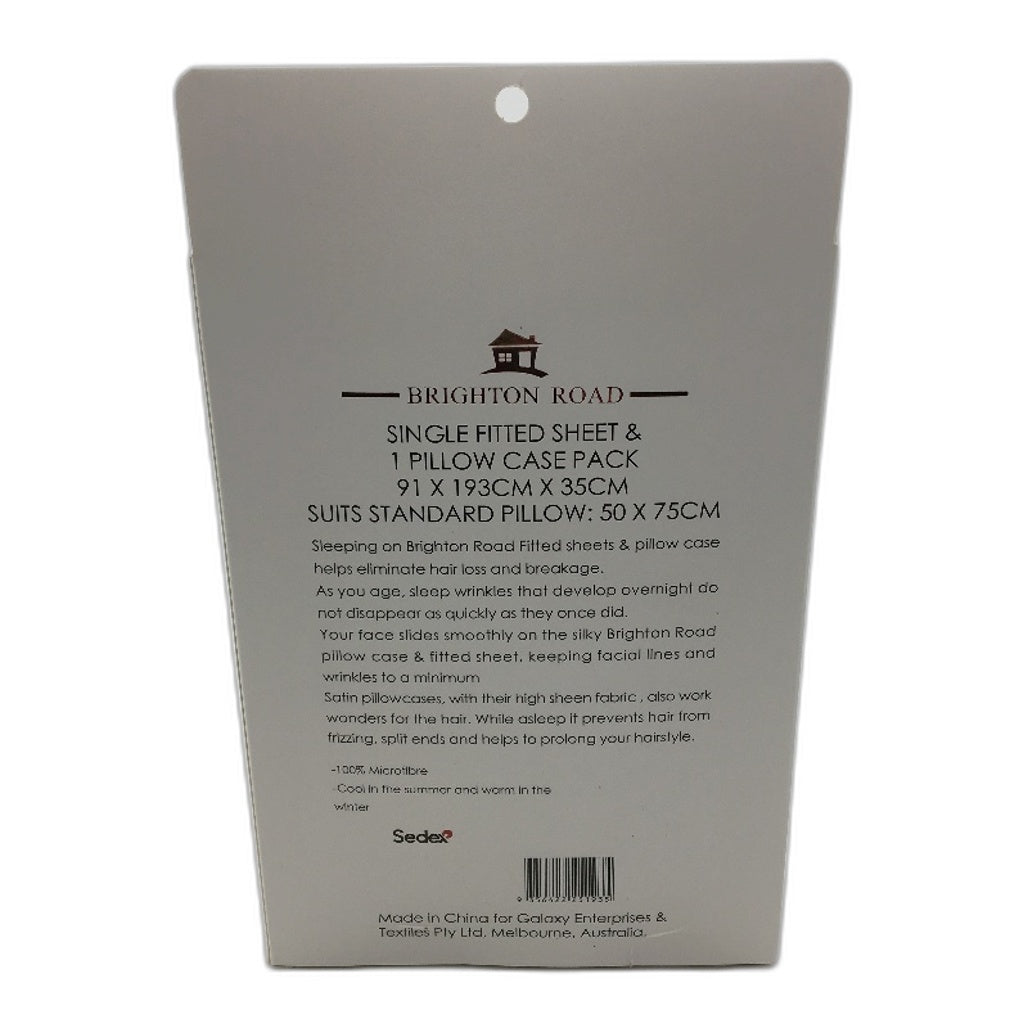 Brighton Road Champagne Gentle On Hair & Skin Satin SINGLE Fitted Sheet Pack NEW