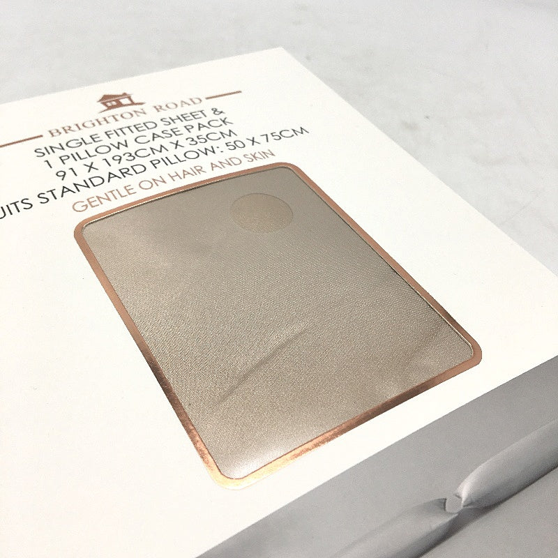 Brighton Road Champagne Gentle On Hair & Skin Satin SINGLE Fitted Sheet Pack NEW