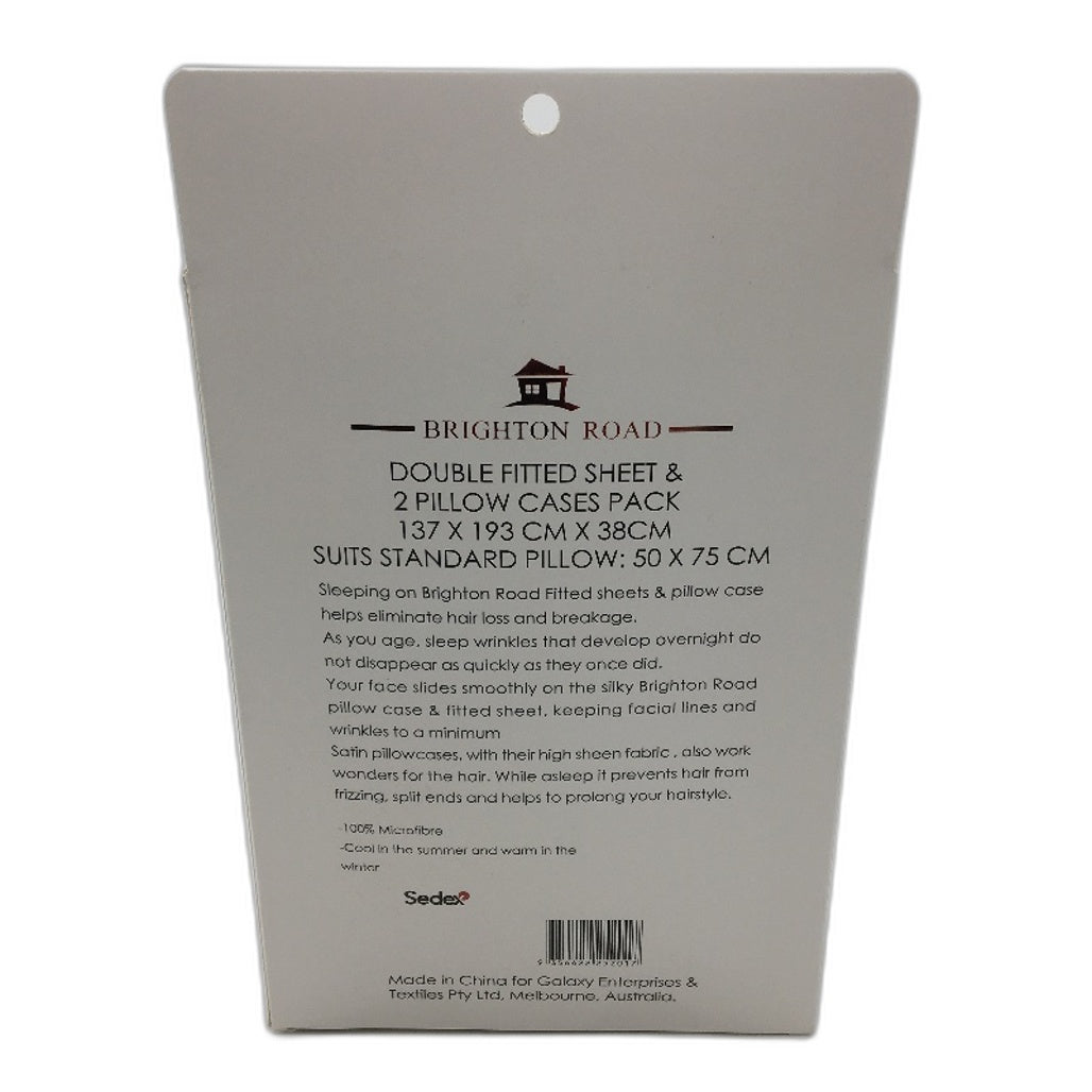 Brighton Road Champagne Gentle On Hair & Skin Satin DOUBLE Fitted Sheet Pack NEW