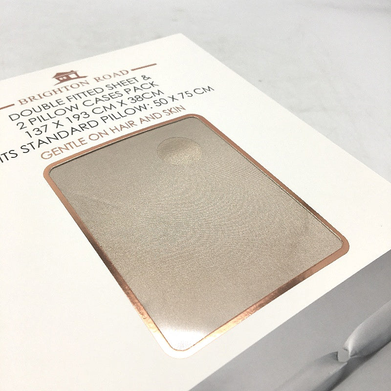 Brighton Road Champagne Gentle On Hair & Skin Satin DOUBLE Fitted Sheet Pack NEW