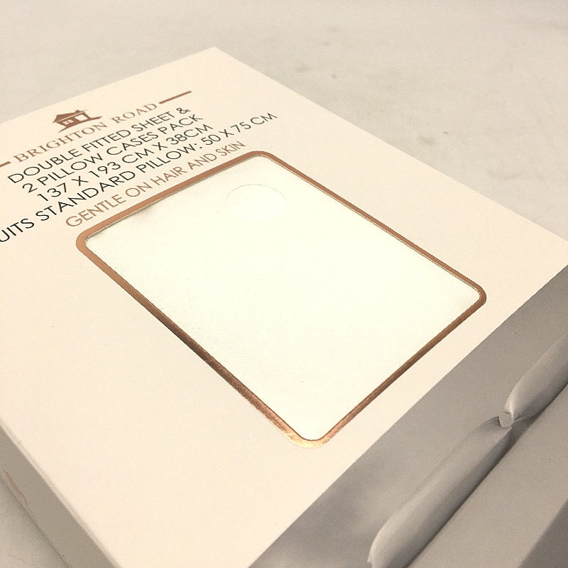 Brighton Road White Gentle On Hair & Skin Satin DOUBLE Fitted Sheet Pack NEW