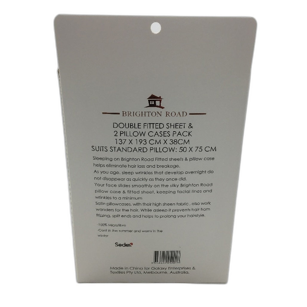 Brighton Road Navy Blue Gentle On Hair & Skin Satin DOUBLE Fitted Sheet Pack NEW