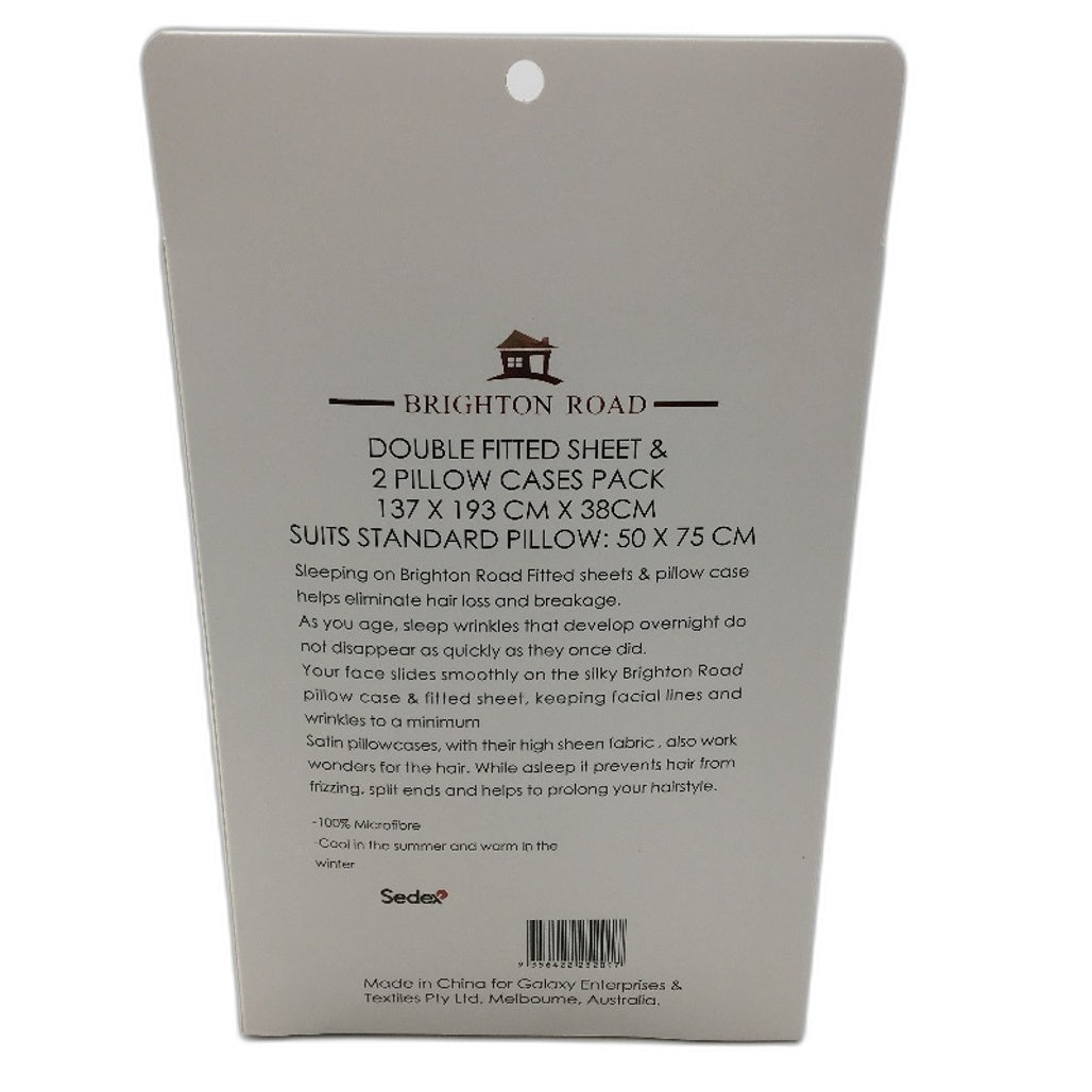 Brighton Road Pink Gentle On Hair & Skin Satin DOUBLE Fitted Sheet Pack NEW