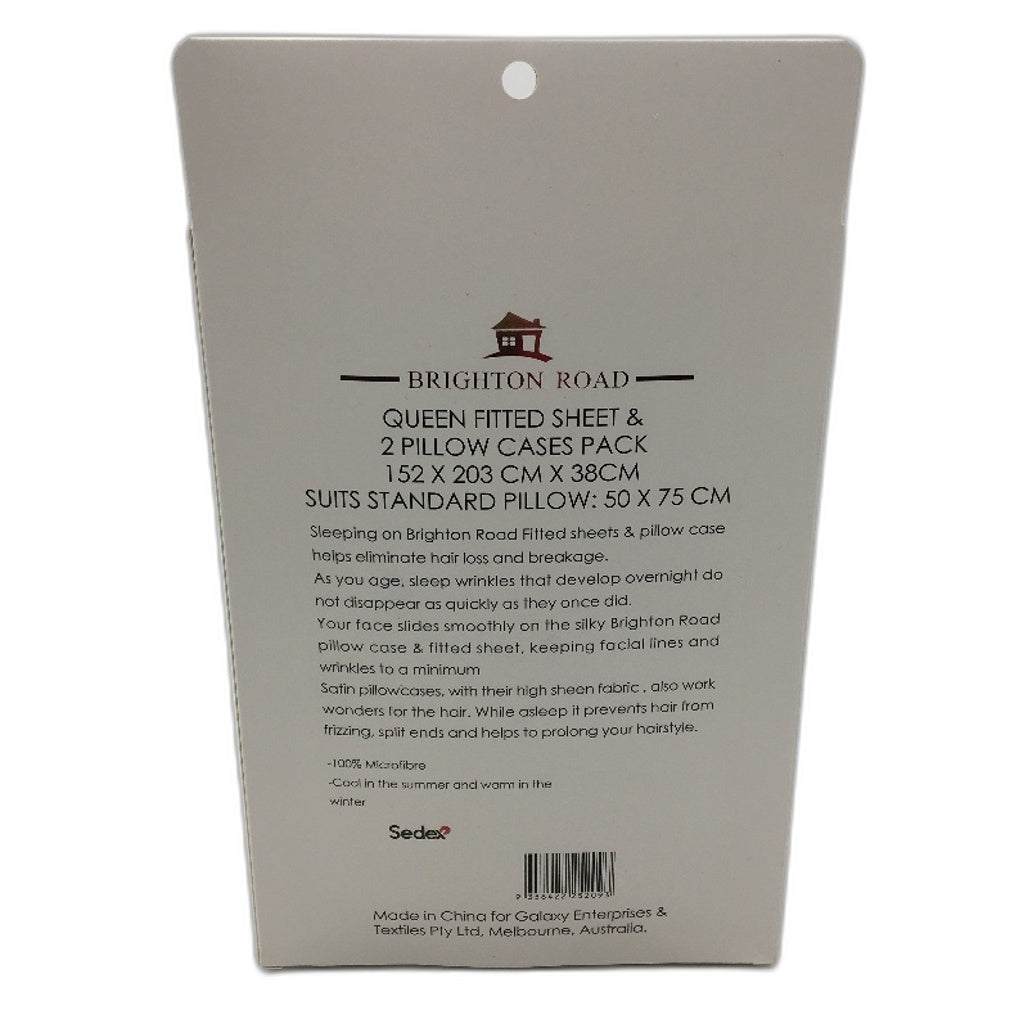 Brighton Road Pink Gentle On Hair & Skin Satin QUEEN Size Fitted Sheet Pack NEW