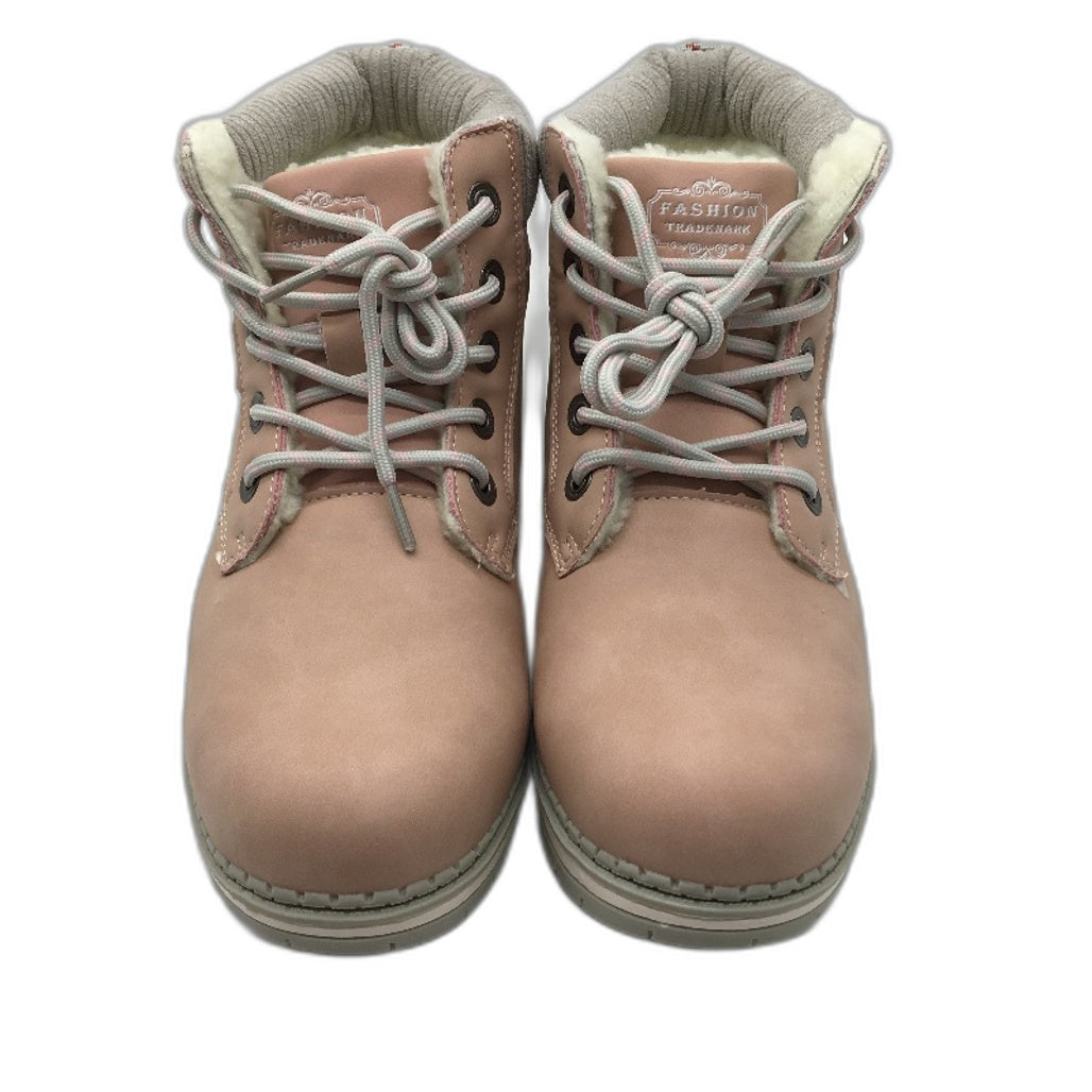 Qichen Rose Pink Faux Fur Lined Lace Up Outdoor Boots Ladies Size EU 40 NEW