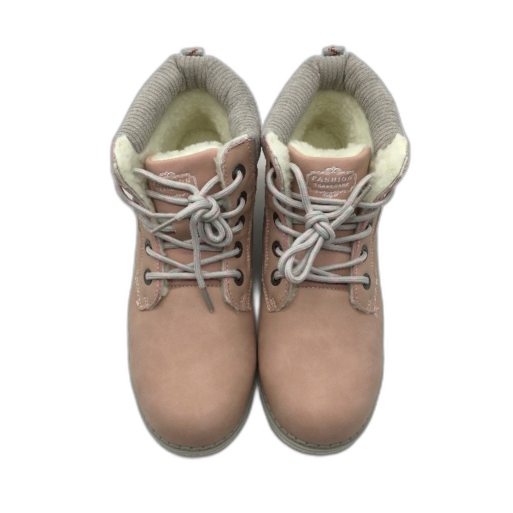 Qichen Rose Pink Faux Fur Lined Lace Up Outdoor Boots Ladies Size EU 40 NEW