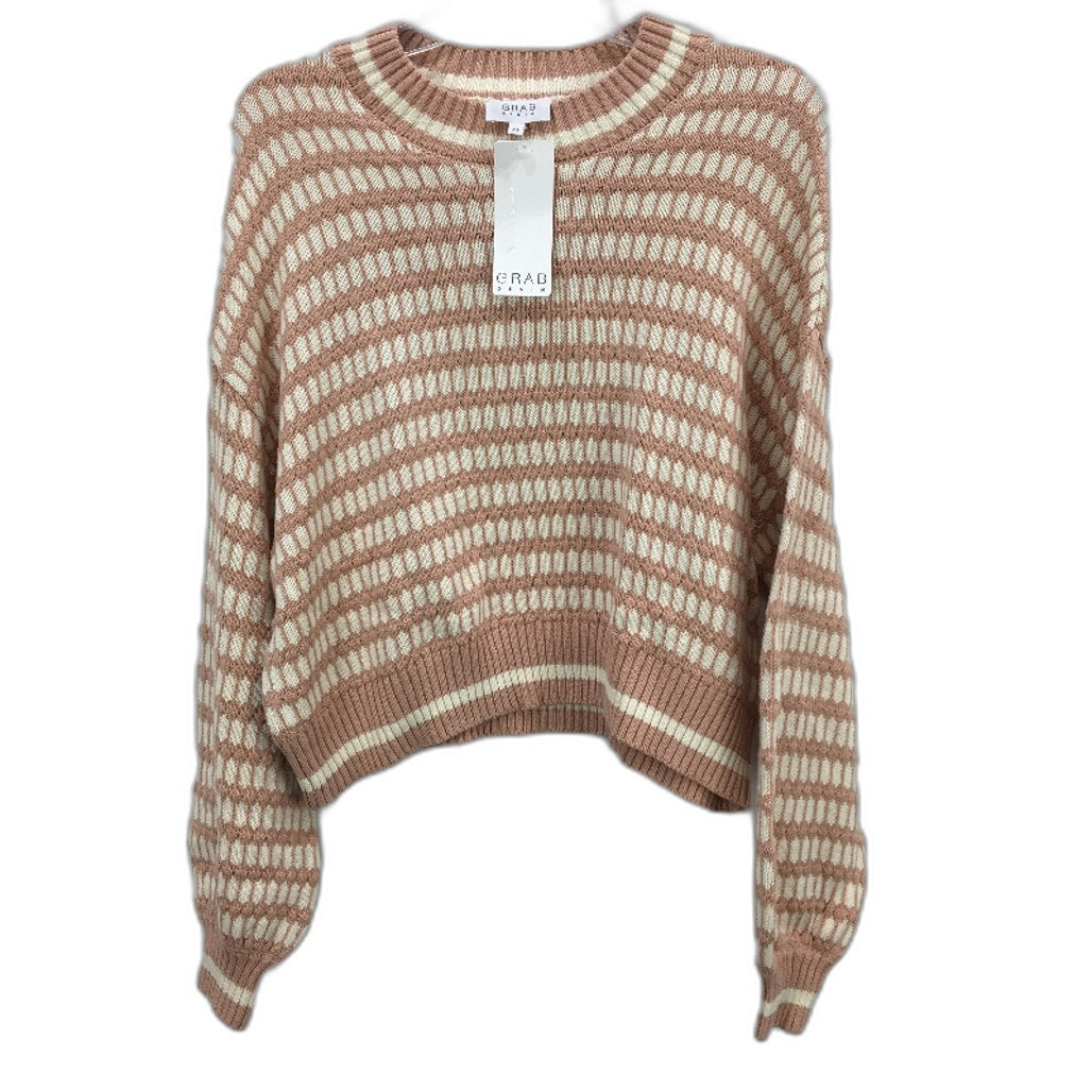 Grab Denim Two Tone Mahogany Rose Eggnog Crew Neck Knit Jumper Ladies Sz XS NEW