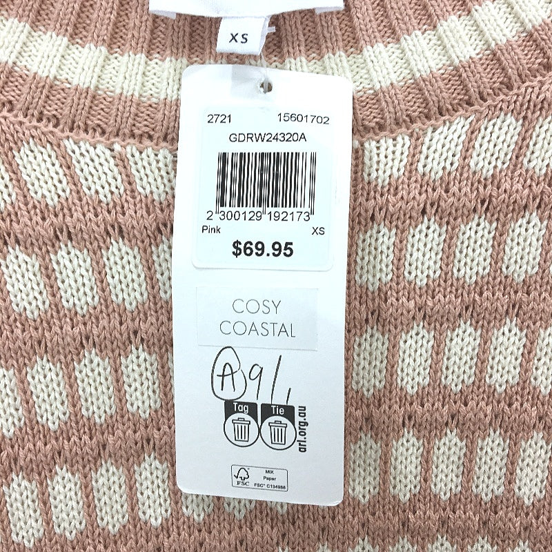 Grab Denim Two Tone Mahogany Rose Eggnog Crew Neck Knit Jumper Ladies Sz XS NEW