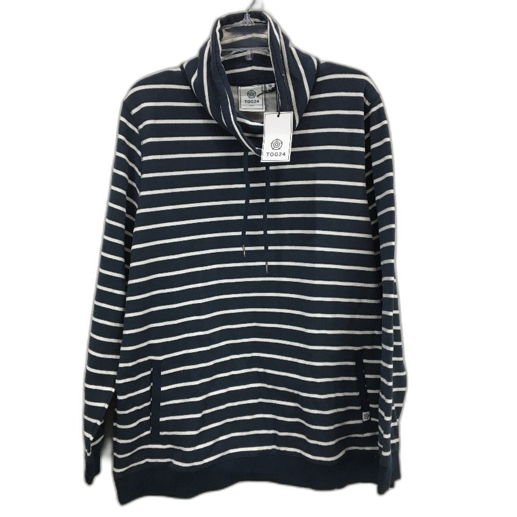Tog24 Redmire Longsleeve Navy Striped Funnel Neck Sweatshirt Ladies Size 18 NEW
