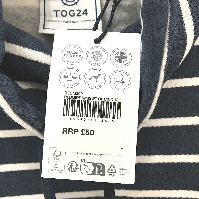 Tog24 Redmire Longsleeve Navy Striped Funnel Neck Sweatshirt Ladies Size 18 NEW