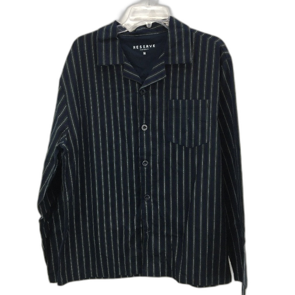 Reserve Navy Green Stripe Flannelette Pyjama Top Men Size Medium NEW