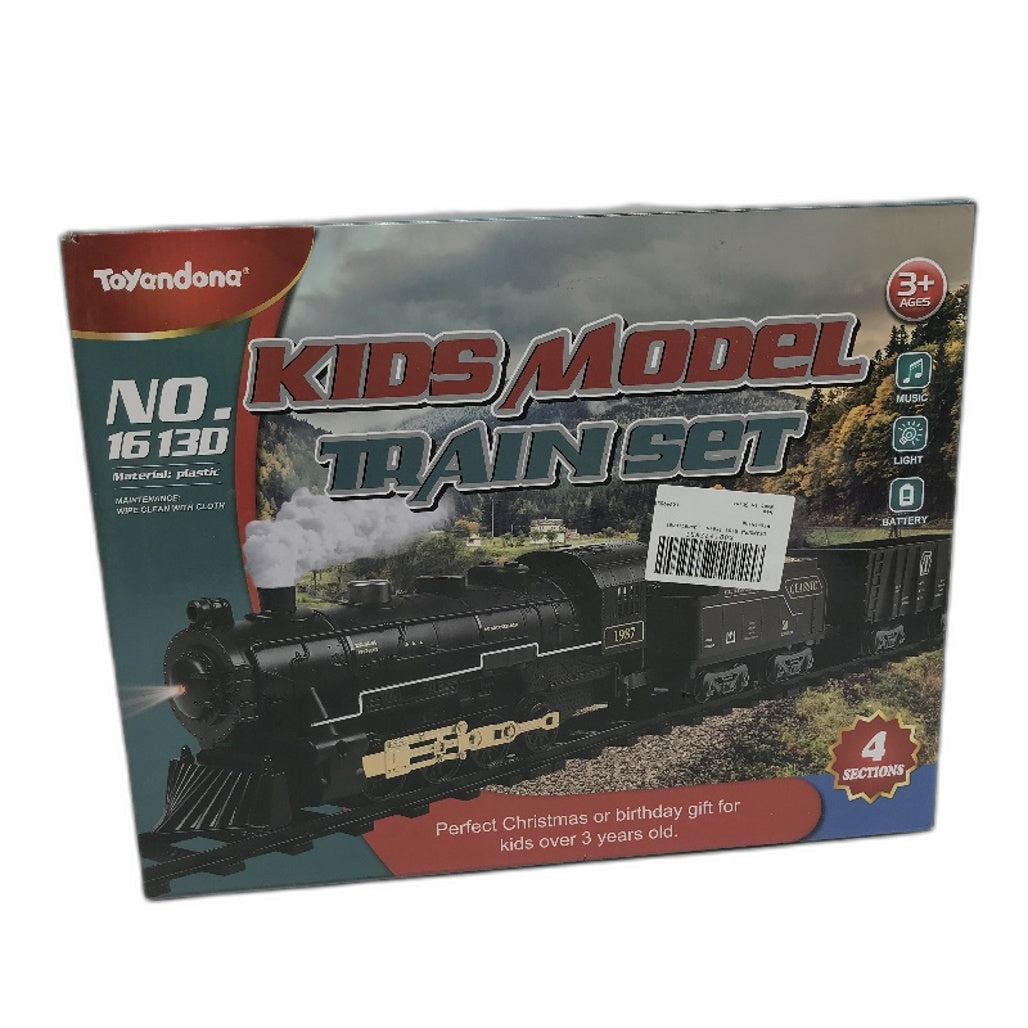 Toyandona 1613 Battery Powered Railway 4 Section Steam Train Toy Set NEW