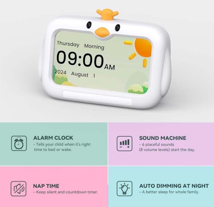 Kids Sleep Trainer Clock Chicken Design Alarm Clock For Children Night Light