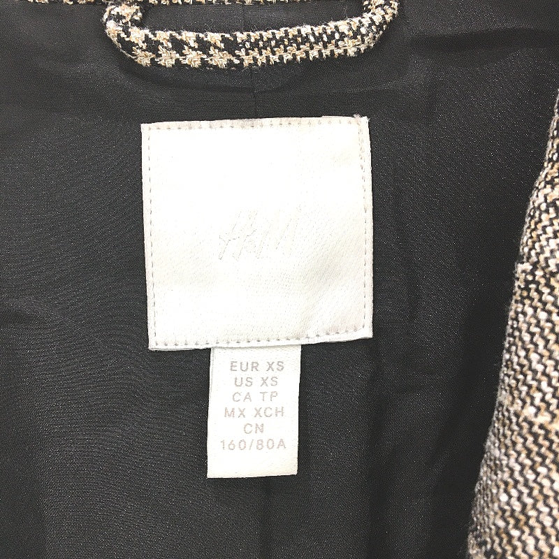 H&M Houndstooth Black & Grey Single Breasted Textured Blazer Jacket Mens Size XS