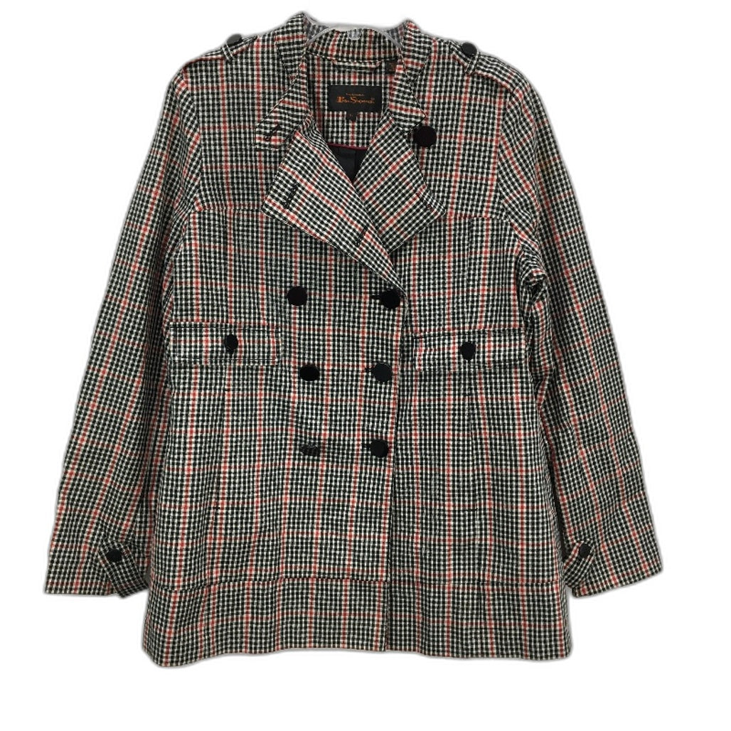 Ben Sherman Black, White & Red Checkered Double Breasted Casual Blazer Mens Sz L