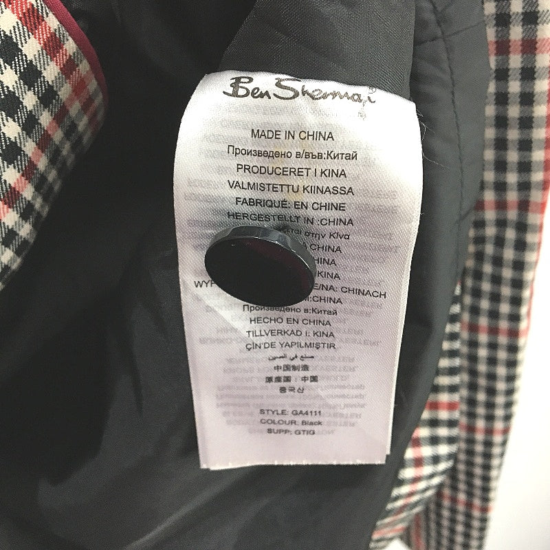 Ben Sherman Black, White & Red Checkered Double Breasted Casual Blazer Mens Sz L