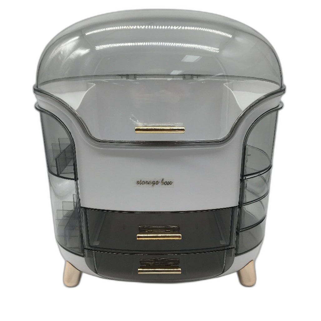 Large Capacity Countertop Makeup Organiser Storage Box in White and Grey NEW