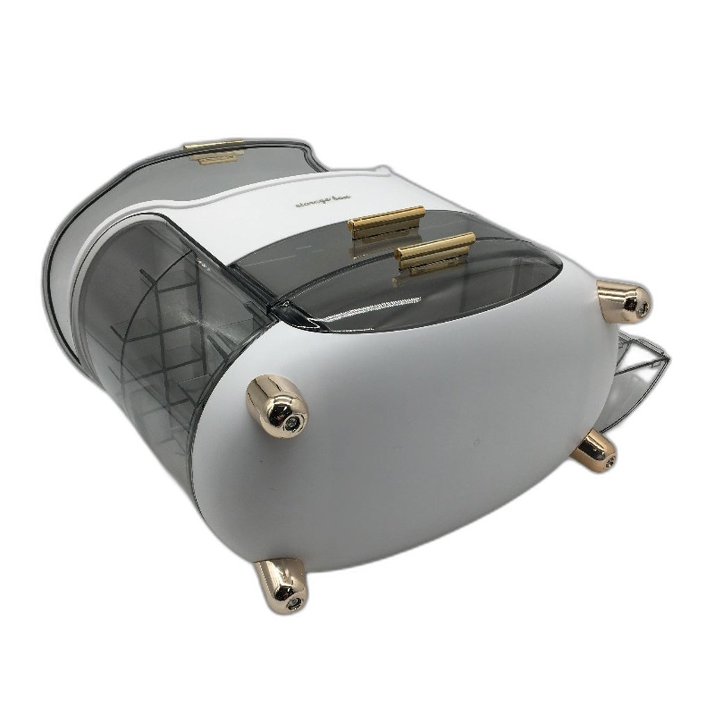 Large Capacity Countertop Makeup Organiser Storage Box in White and Grey NEW