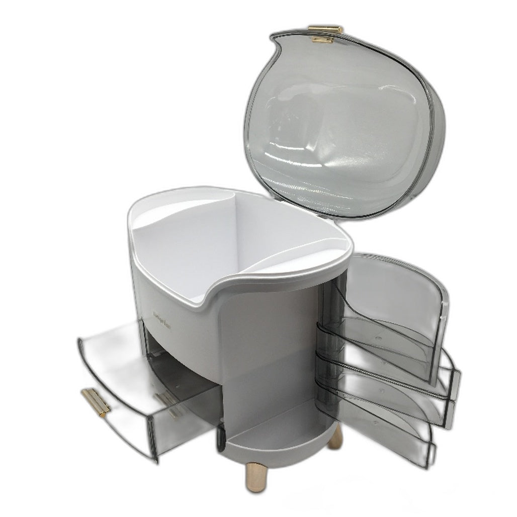 Large Capacity Countertop Makeup Organiser Storage Box in White and Grey NEW