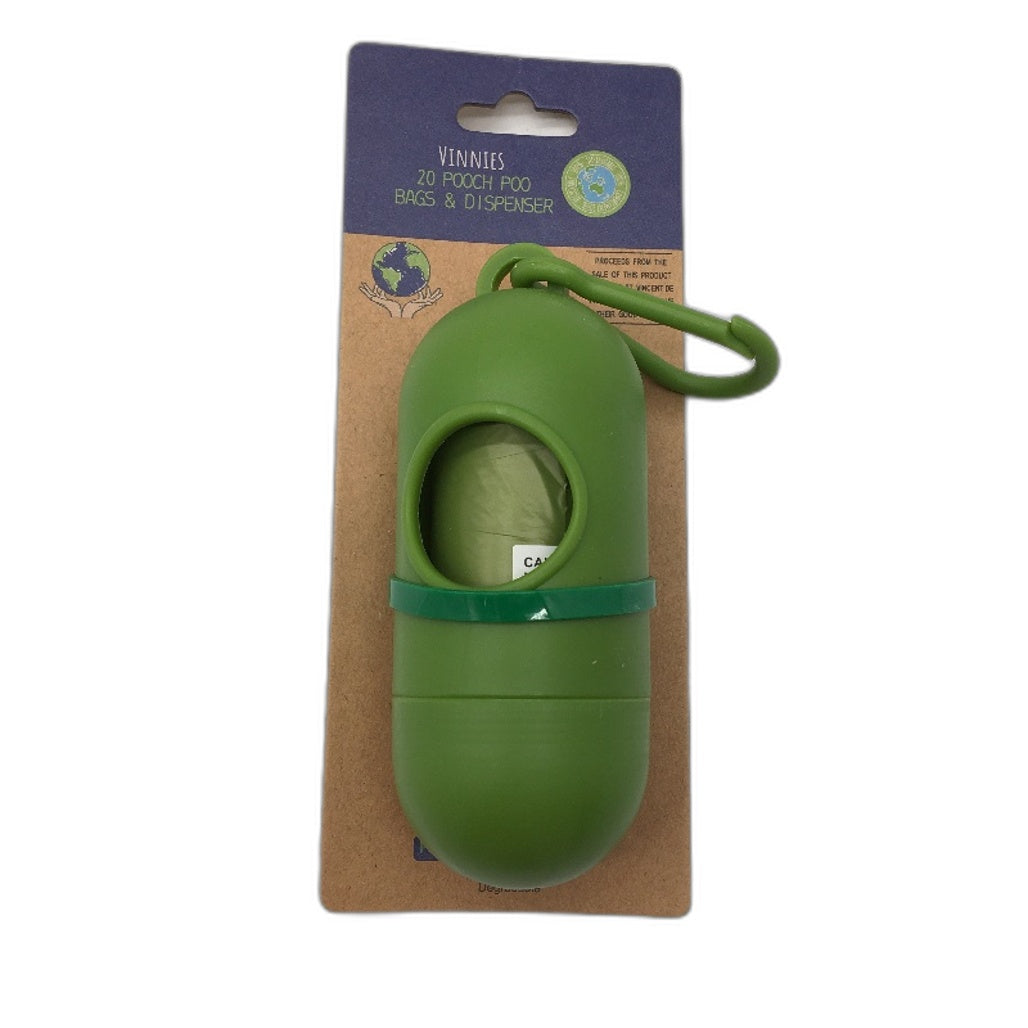 Vinnies 12pk 20 Degradable Pooch Poo Bags and Dispenser NEW