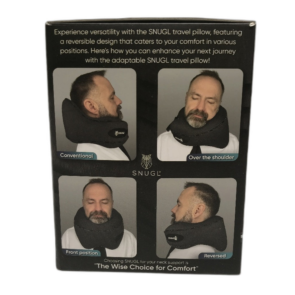 SNUGL Memory Foam Ergonomic Reversible Travel Pillow Dark Grey One Size NEW